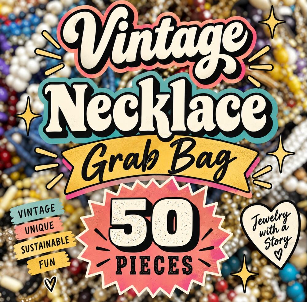 Vintage Necklace Grab Bag 50 PIECES Costume Resale Wholesale Bundle All Wearable